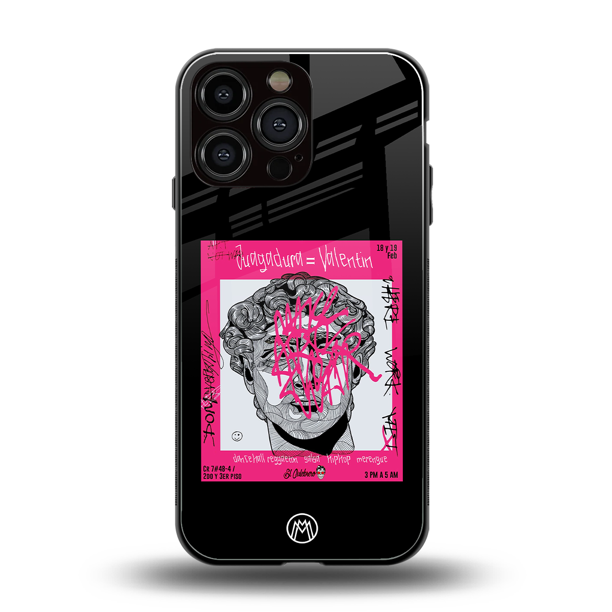 scribbled david michelangelo back phone cover | glass case for iphone 14 pro max