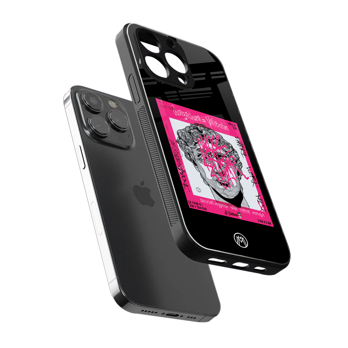 scribbled david michelangelo back phone cover | glass case for iphone 14 pro max