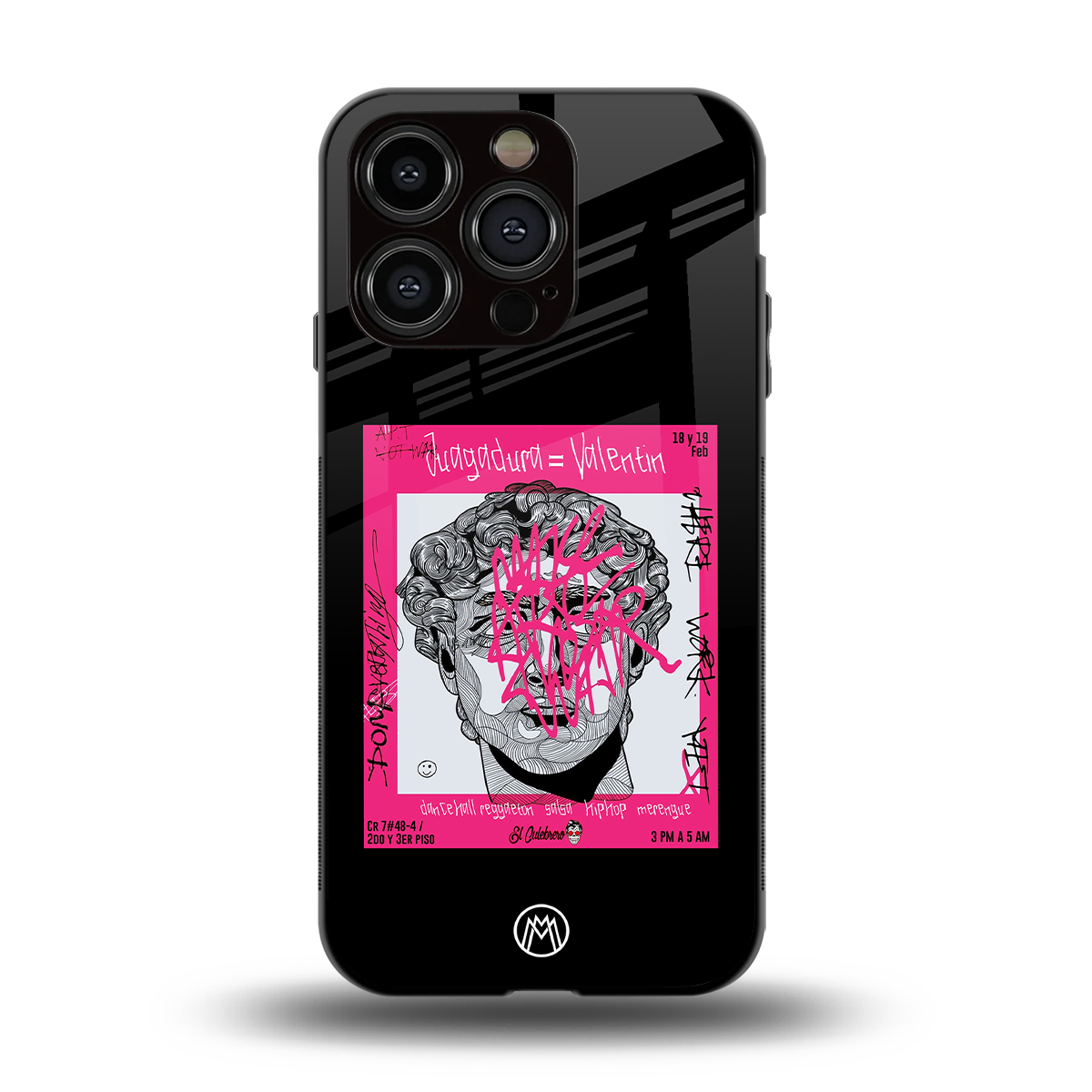 scribbled david michelangelo back phone cover | glass case for iphone 15 pro