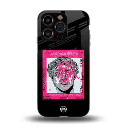 scribbled david michelangelo back phone cover | glass case for iphone 15 pro