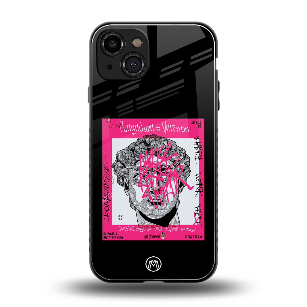scribbled david michelangelo back phone cover | glass case for iphone 15