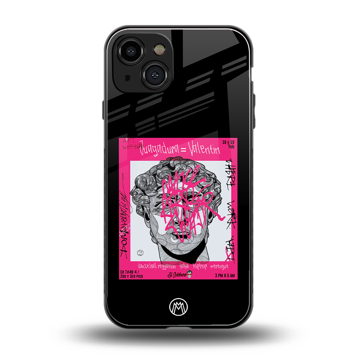scribbled david michelangelo back phone cover | glass case for iphone 15