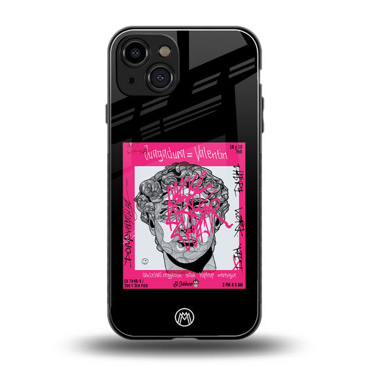 scribbled david michelangelo back phone cover | glass case for iphone 15