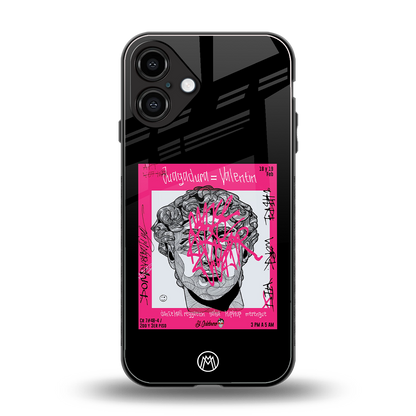 scribbled david michelangelo back phone cover | glass case for iphone 16 plus