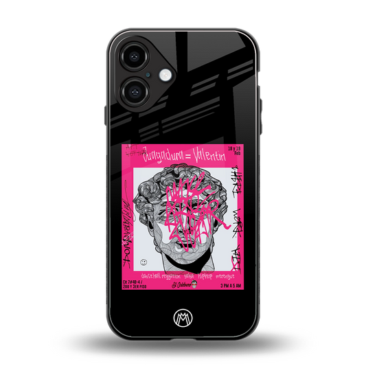scribbled david michelangelo back phone cover | glass case for iphone 16 plus