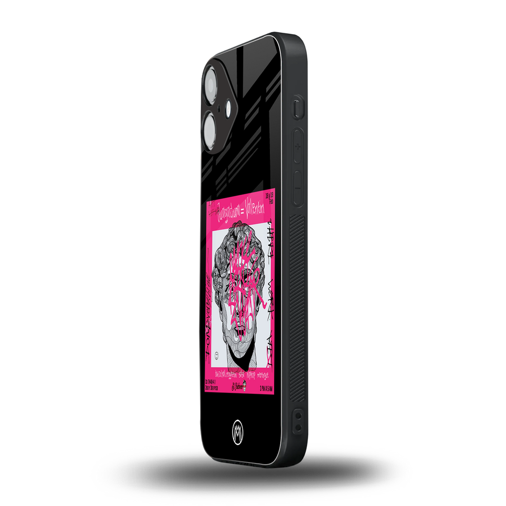 scribbled david michelangelo back phone cover | glass case for iphone 16 plus