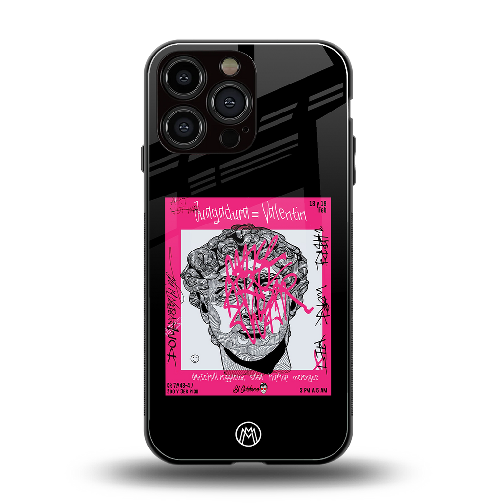 scribbled david michelangelo back phone cover | glass case for iphone 16 pro max