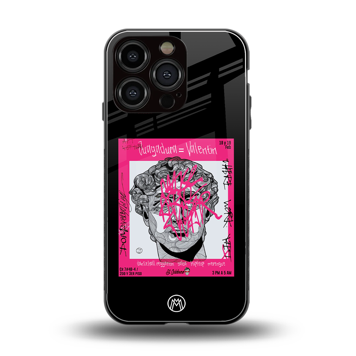 scribbled david michelangelo back phone cover | glass case for iphone 16 pro