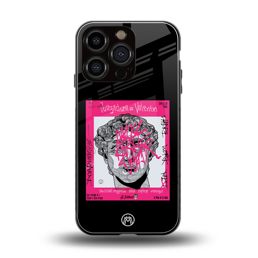scribbled david michelangelo back phone cover | glass case for iphone 16 pro