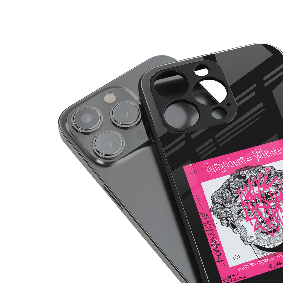 scribbled david michelangelo back phone cover | glass case for iphone 15 plus