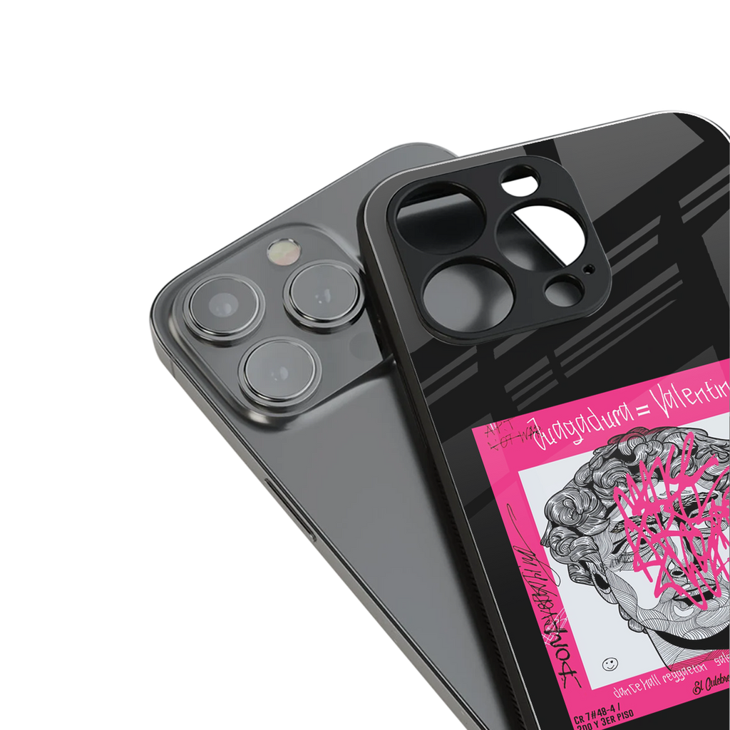 scribbled david michelangelo back phone cover | glass case for iphone 16 pro