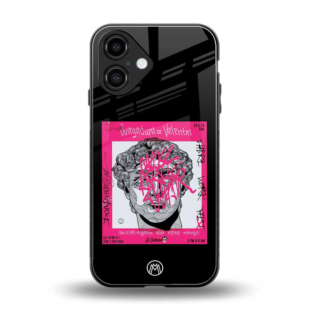 scribbled david michelangelo back phone cover | glass case for iphone 16