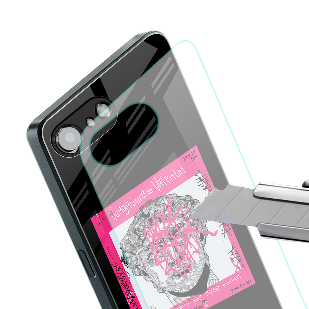 scribbled david michelangelo back phone cover | glass case for iphone 16e