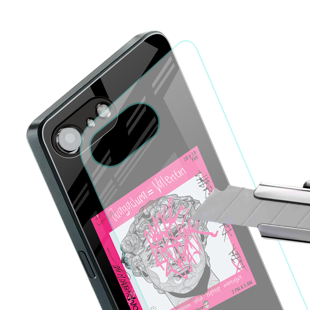 scribbled david michelangelo back phone cover | glass case for iphone 16e