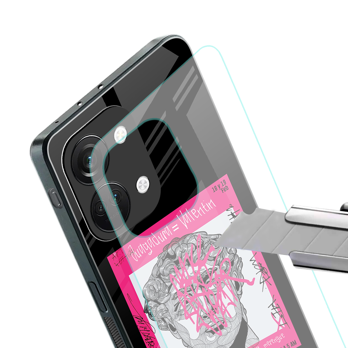 scribbled david michelangelo back phone cover | glass case for oneplus nord 3