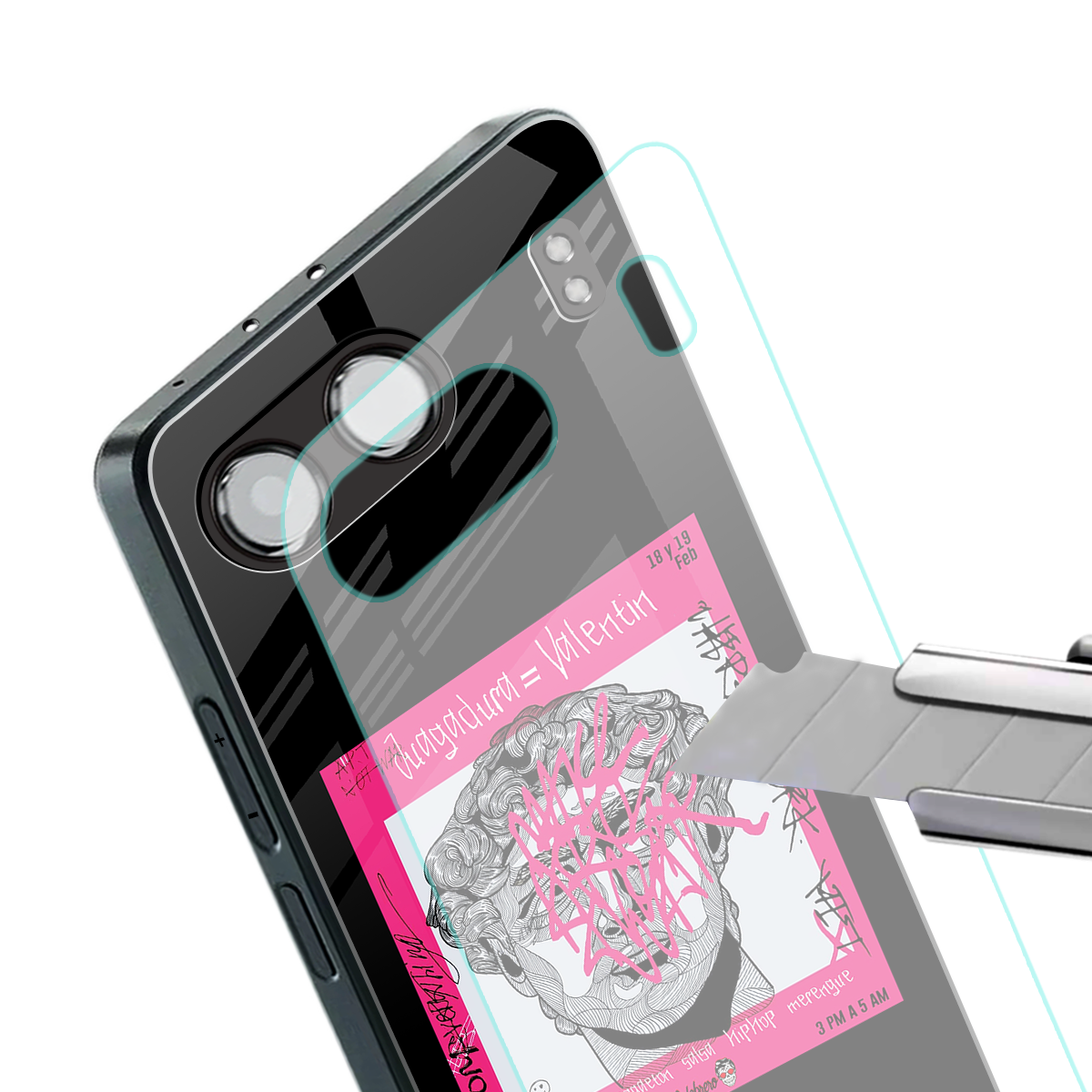 scribbled david michelangelo back phone cover | glass case for oneplus nord 4