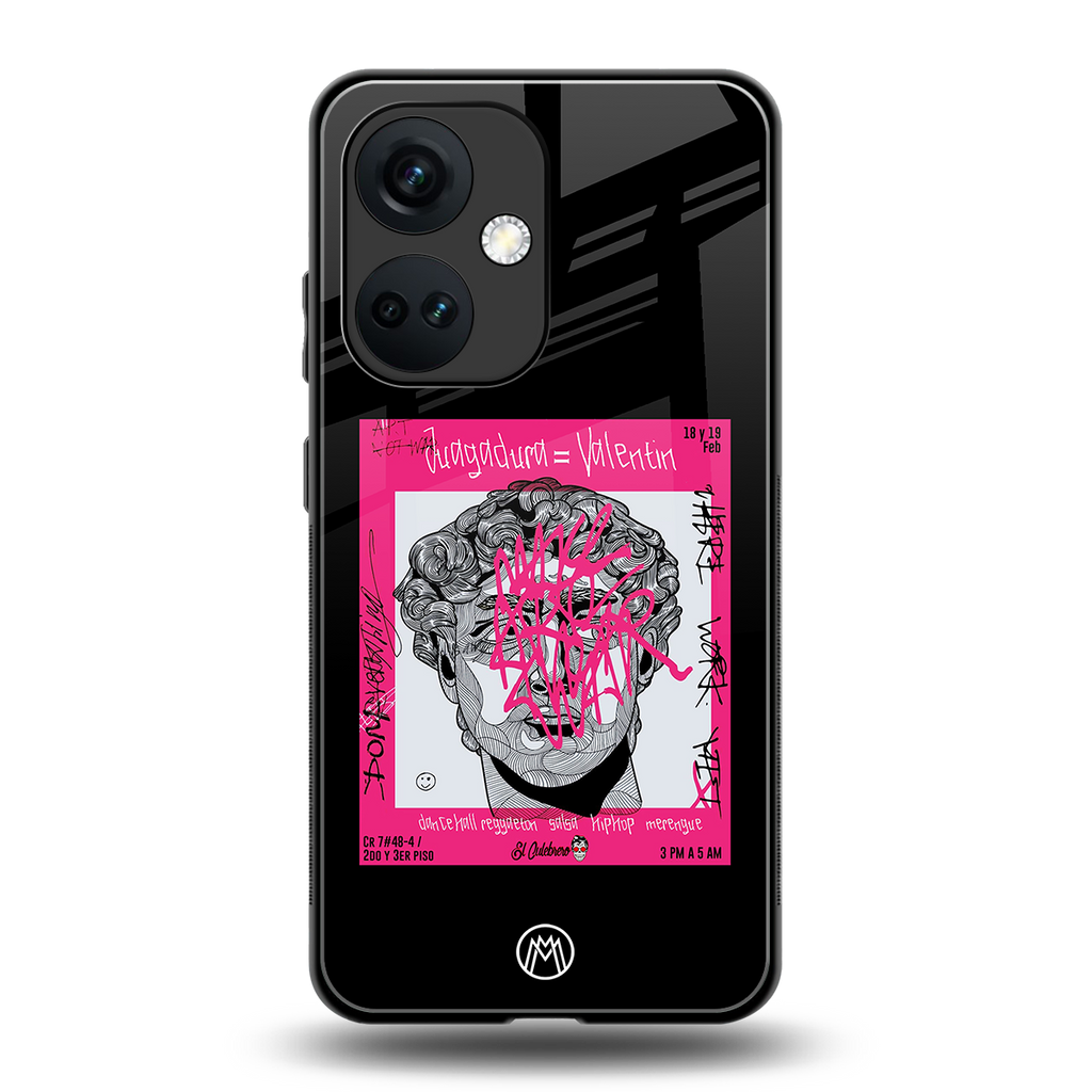 scribbled david michelangelo back phone cover | glass case for oneplus nord ce 3