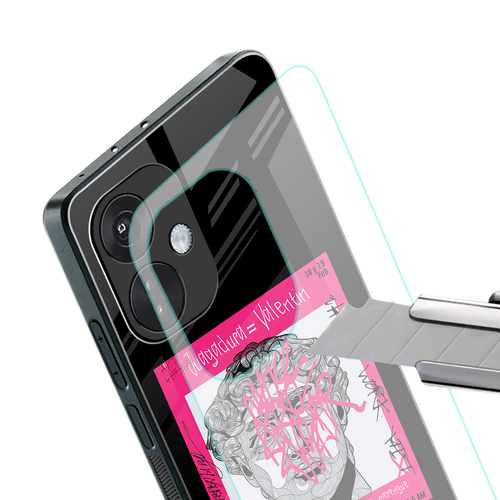 scribbled david michelangelo back phone cover | glass case for oneplus nord ce 3