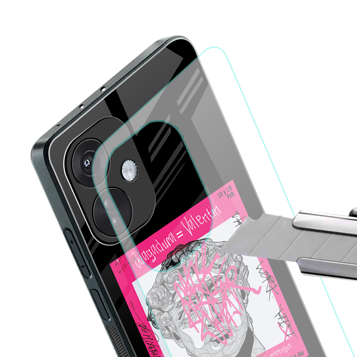 scribbled david michelangelo back phone cover | glass case for oneplus nord ce 3