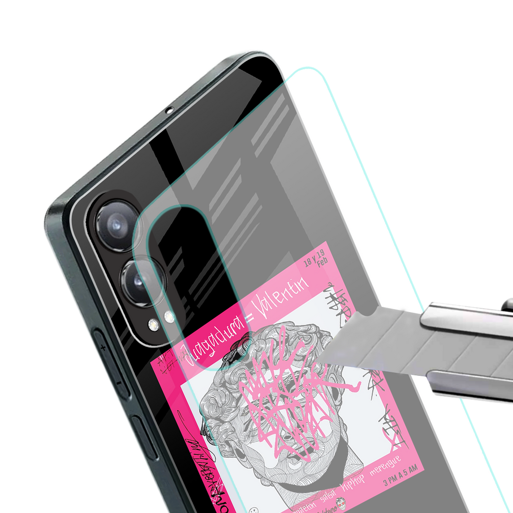 scribbled david michelangelo back phone cover | glass case for oneplus nord ce 4 lite