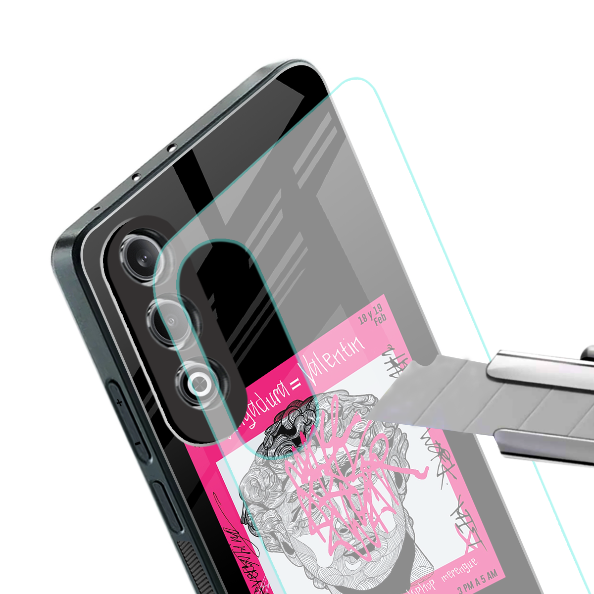 scribbled david michelangelo back phone cover | glass case for oneplus nord ce 4