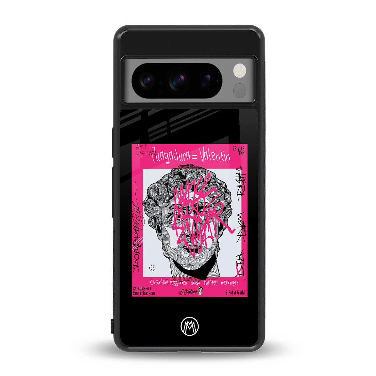 scribbled david michelangelo back phone cover | glass case for google pixel 8 pro