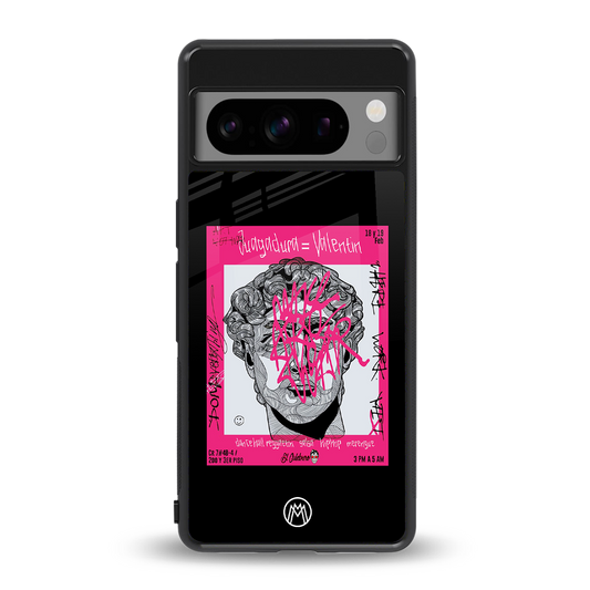 scribbled david michelangelo back phone cover | glass case for google pixel 8 pro