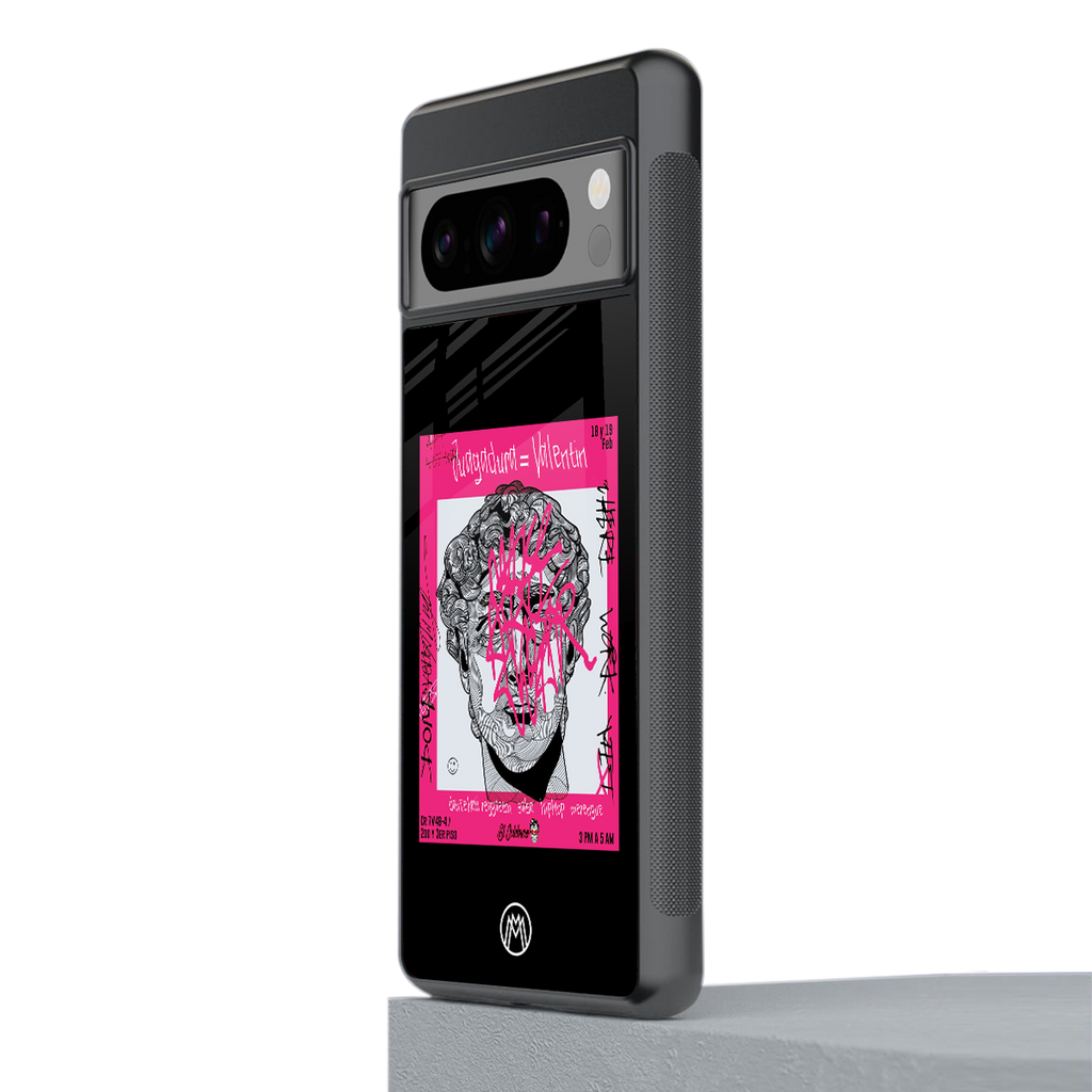 scribbled david michelangelo back phone cover | glass case for google pixel 8 pro
