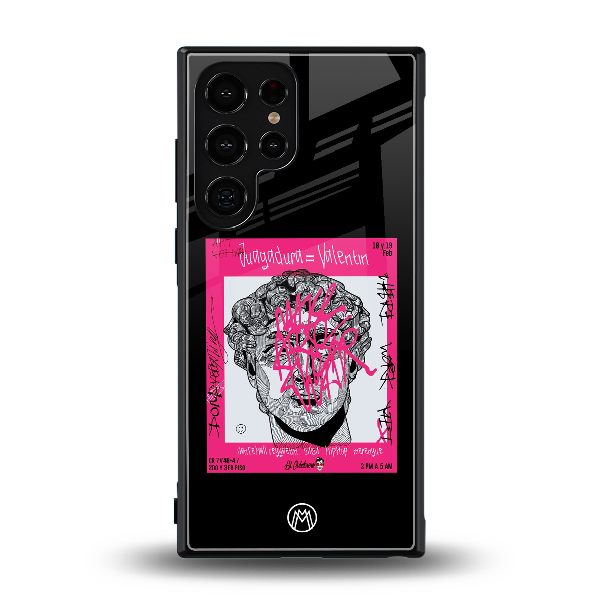 scribbled david michelangelo back phone cover | glass case for samsung galaxy s23 ultra