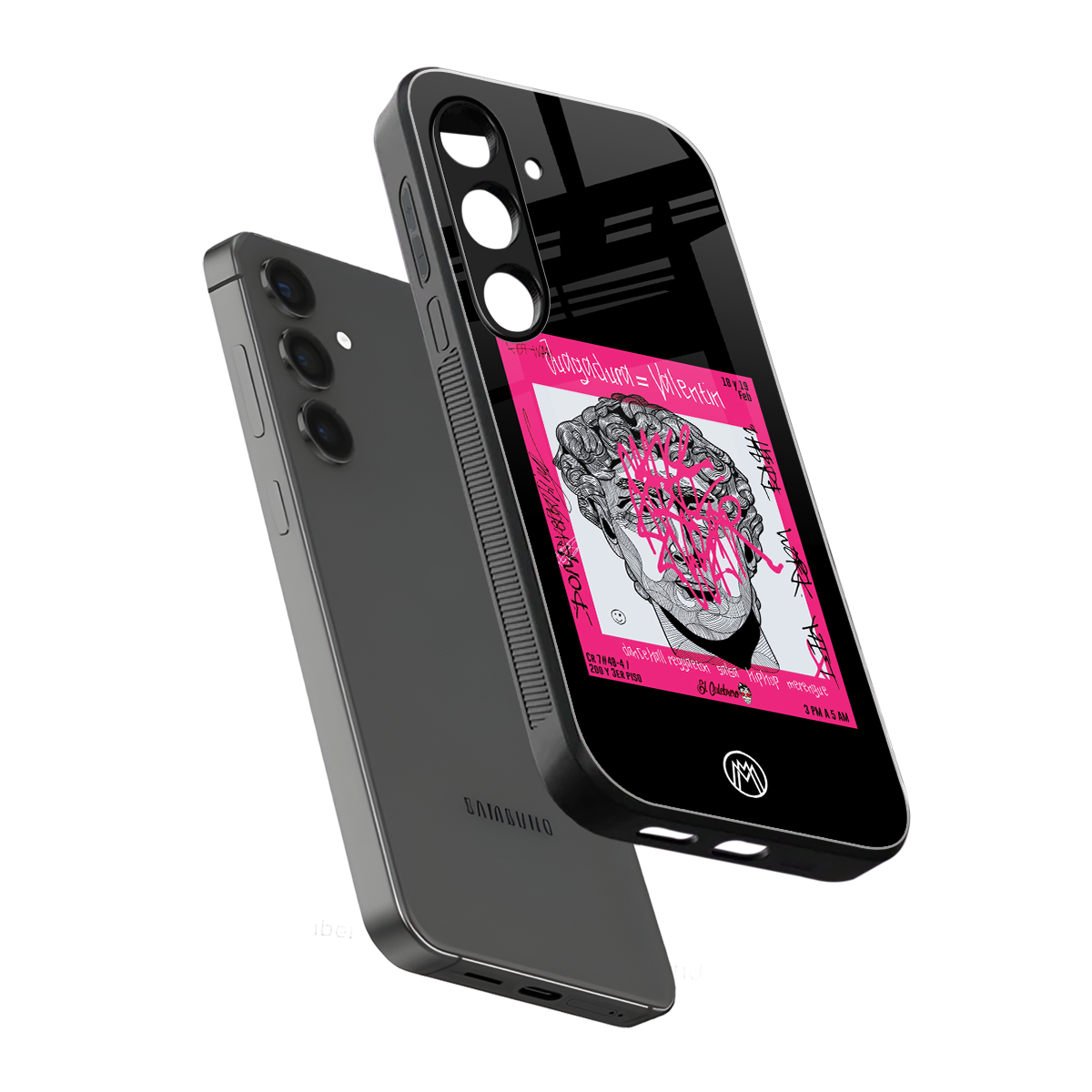 scribbled david michelangelo back phone cover | glass case for samsung galaxy s24 plus