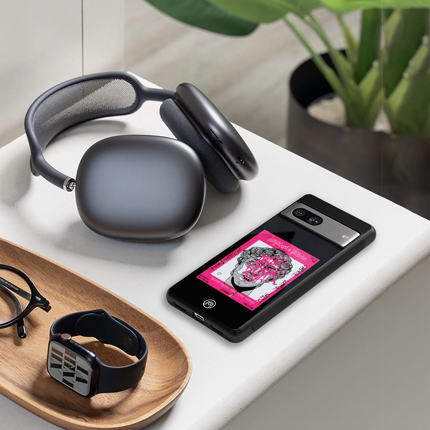 scribbled david michelangelo back phone cover | glass case for iphone 15 pro