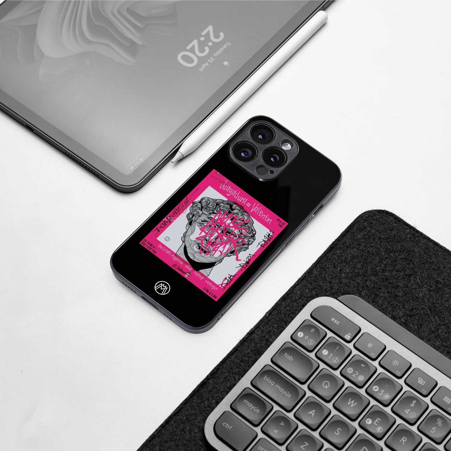 scribbled david michelangelo back phone cover | glass case for iphone 13 pro max