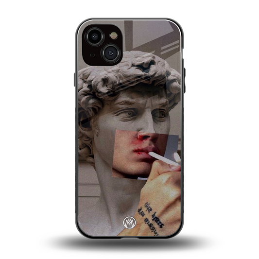 sculpted smoke back phone cover | glass case for iphone 15 plus