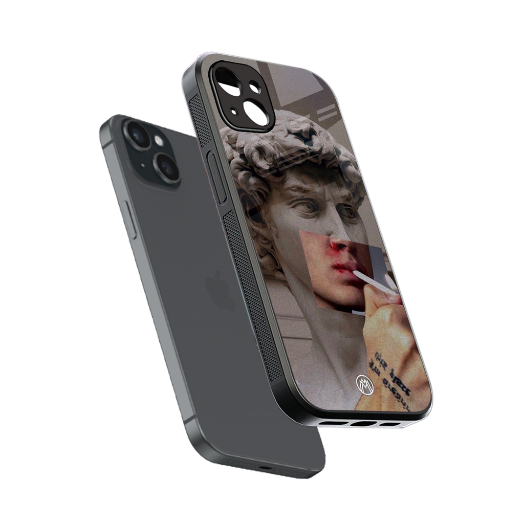 sculpted smoke back phone cover | glass case for iphone 15 plus