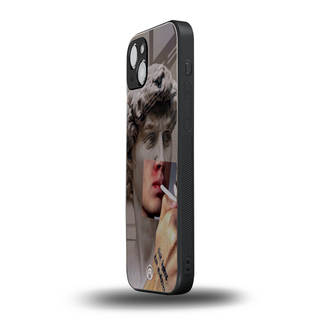 sculpted smoke back phone cover | glass case for iphone 15 plus
