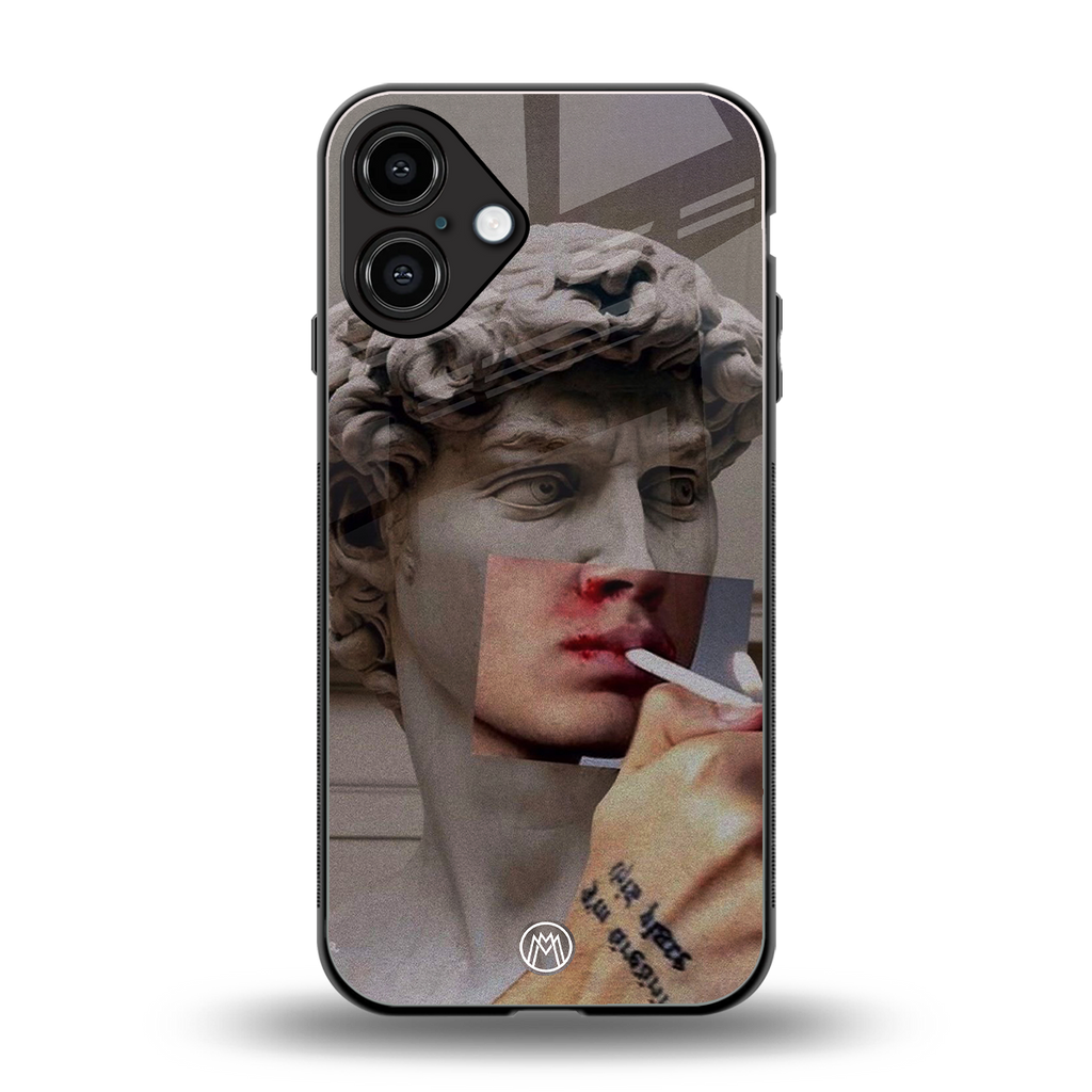 sculpted smoke back phone cover | glass case for iphone 16 plus