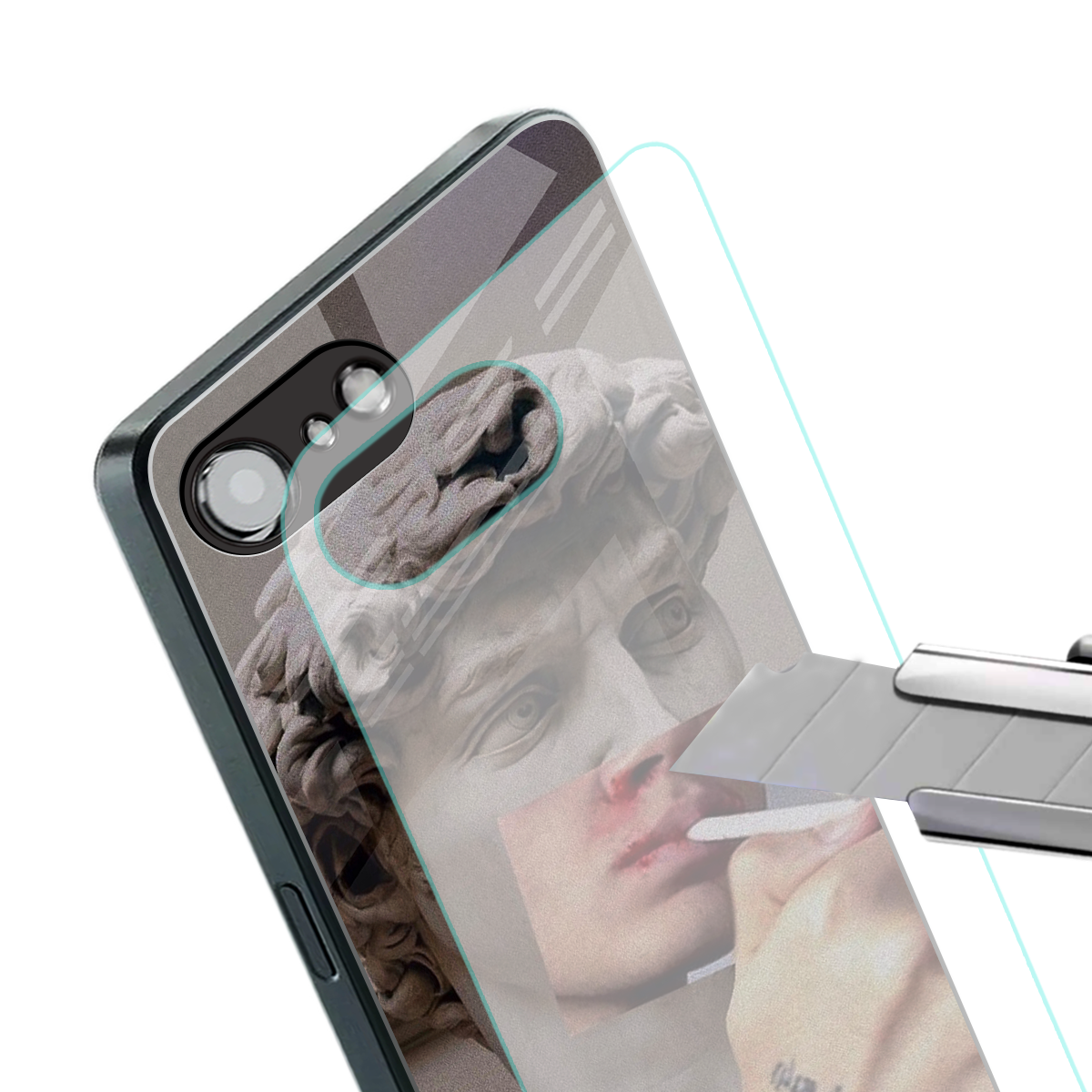 sculpted smoke back phone cover | glass case for iphone 16e