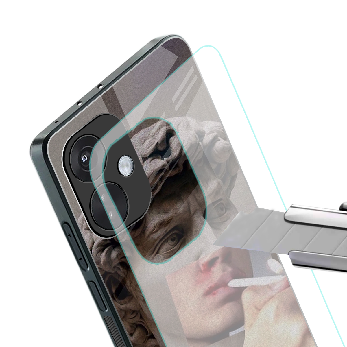 sculpted smoke back phone cover | glass case for oneplus nord ce 3