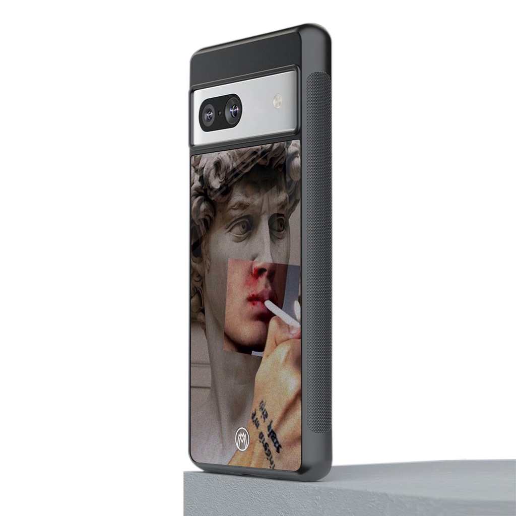 sculpted smoke back phone cover | glass case for Google Pixel 7A