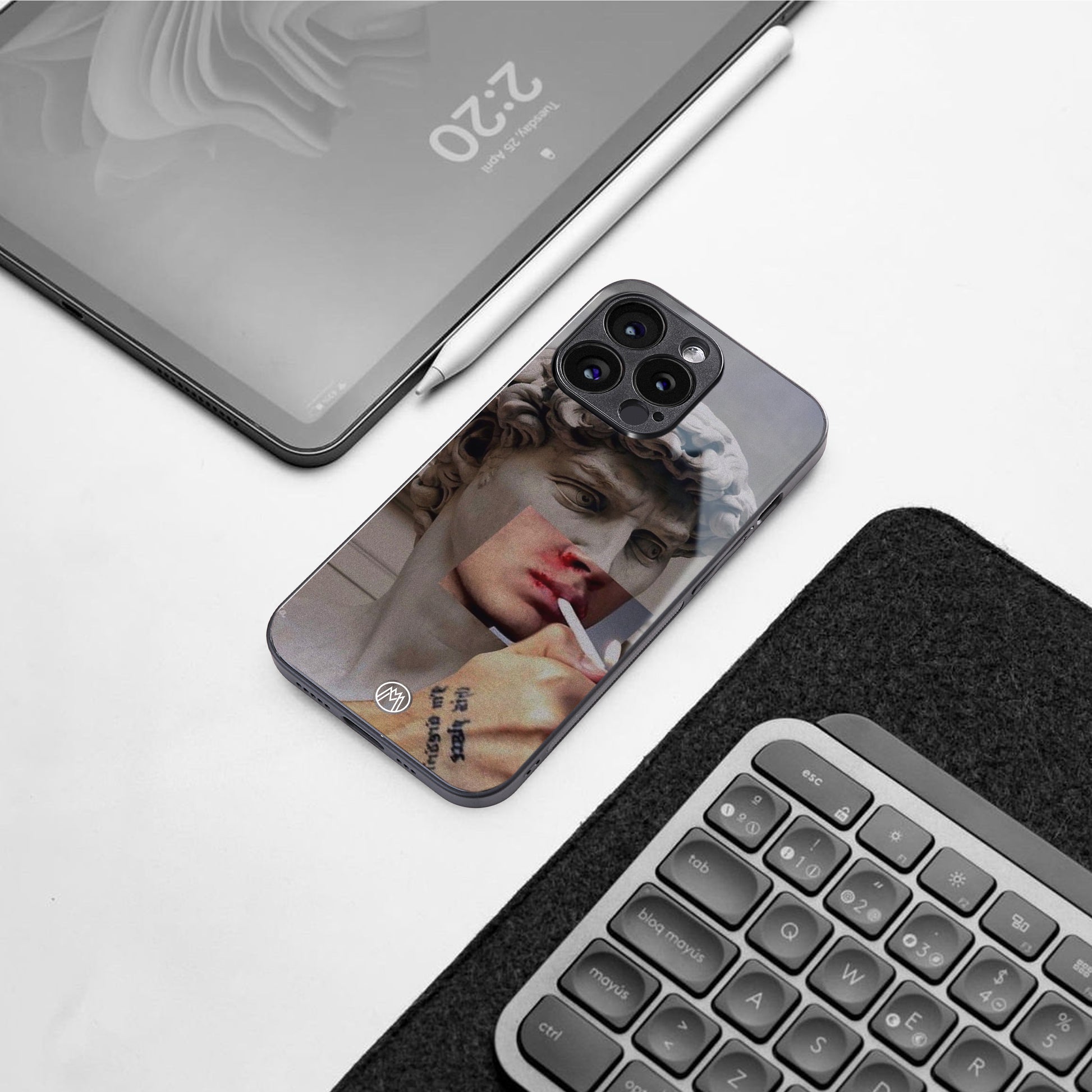 sculpted smoke back phone cover | glass case for iphone 15 pro