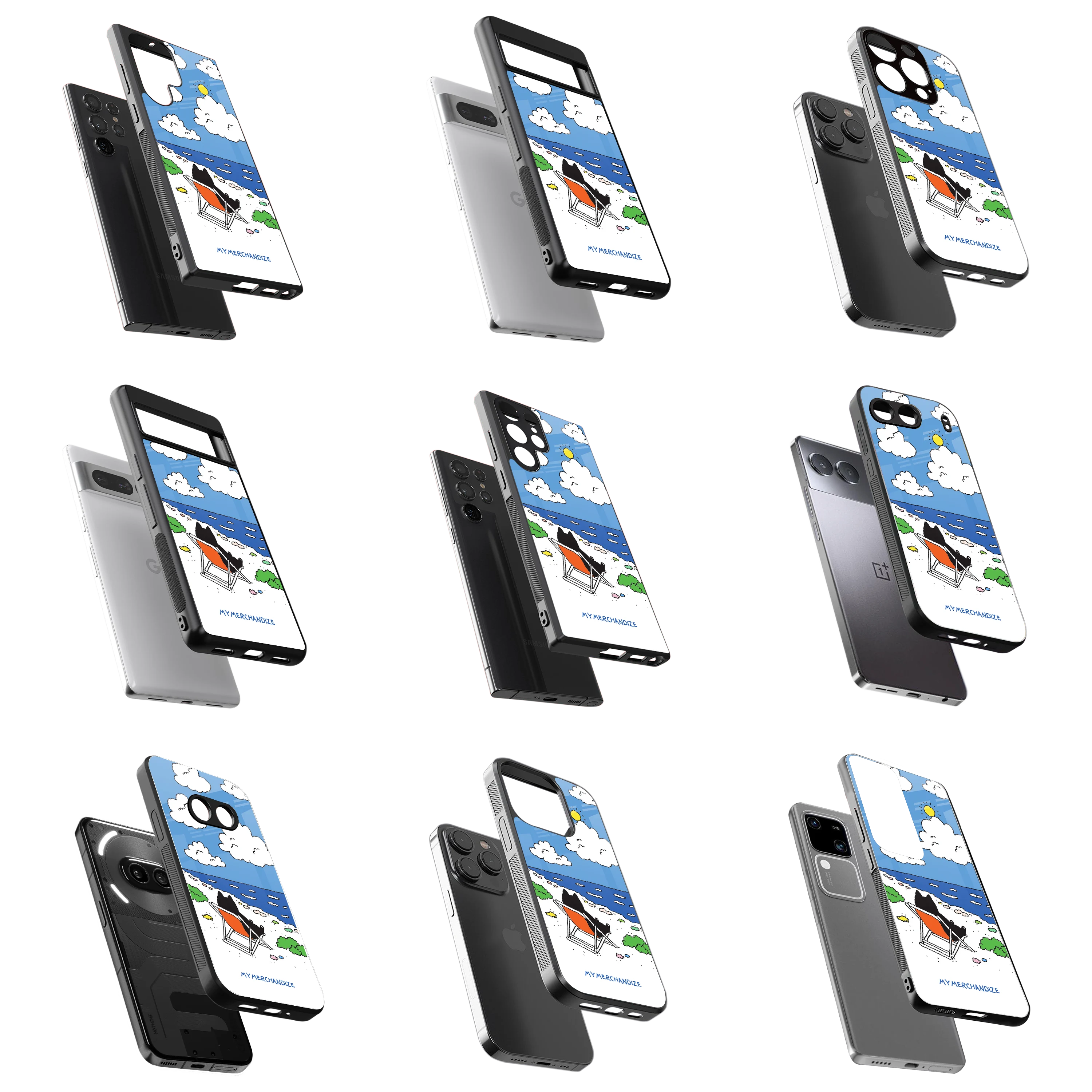 Durable Glass Back Mobile Case for iPhone, Samsung, OnePlus, Google Pixel, Redmi, Vivo, Oppo