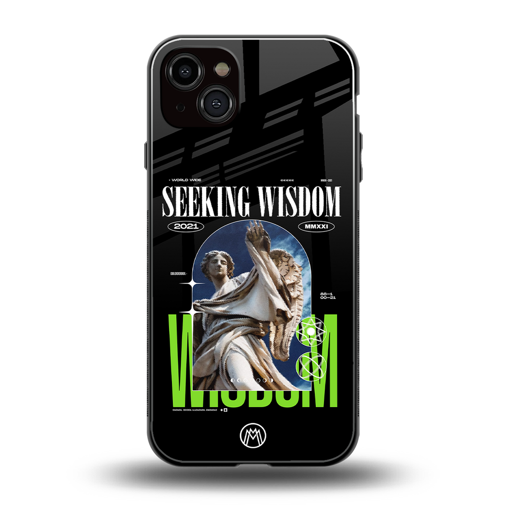 seeking wisdom back phone cover | glass case for iphone 15 plus