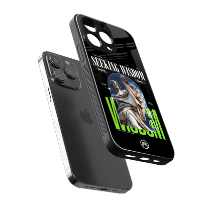 seeking wisdom back phone cover | glass case for iphone 15 pro max