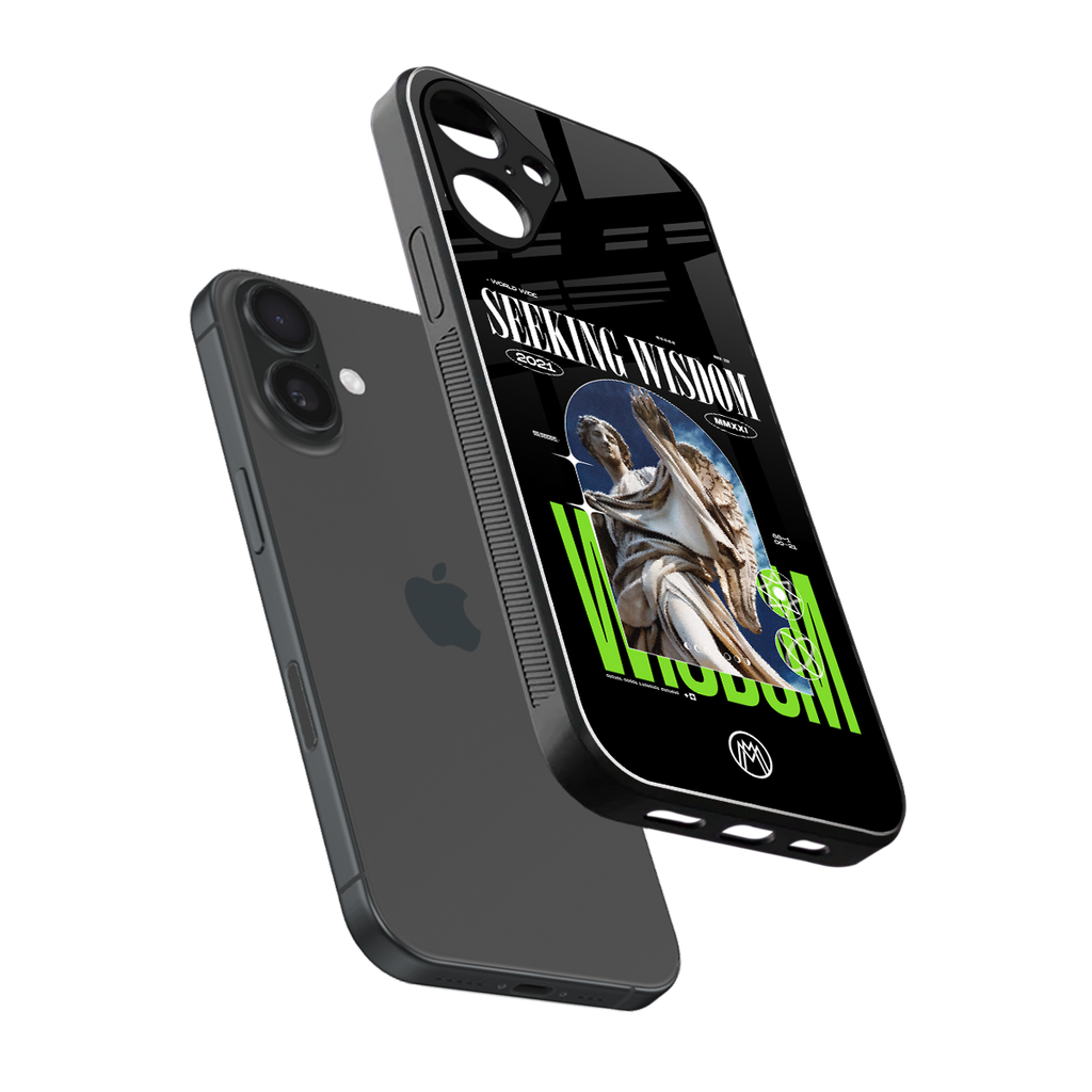 seeking wisdom back phone cover | glass case for iphone 16 plus