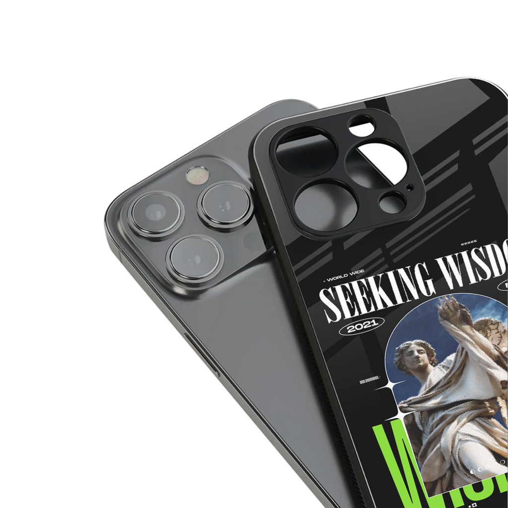seeking wisdom back phone cover | glass case for iphone 16 pro max