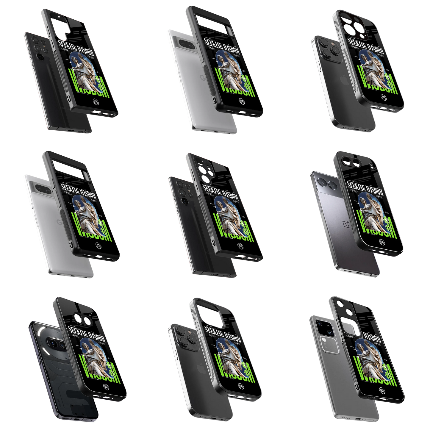 Durable Glass Back Mobile Case for iPhone, Samsung, OnePlus, Google Pixel, Redmi, Vivo, Oppo