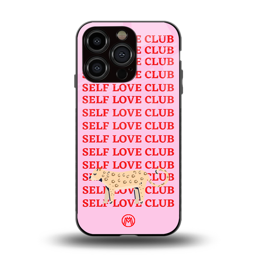 self love club back phone cover | glass case for iphone 15 pro