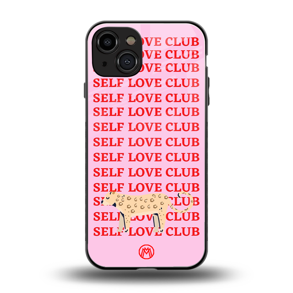 self love club back phone cover | glass case for iphone 15