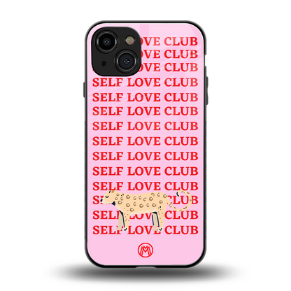 self love club back phone cover | glass case for iphone 15