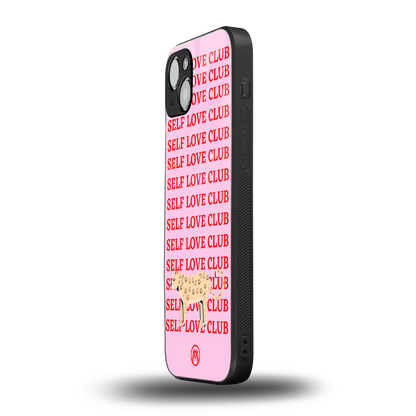 self love club back phone cover | glass case for iphone 15